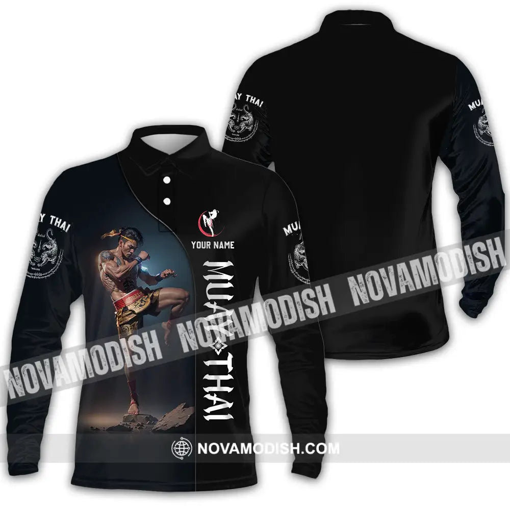 Unisex Shirt - Custom Muay Thai 3D Shirt Long Sleeve Polo / S T-shirt