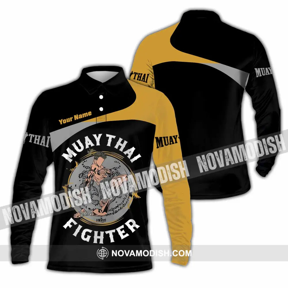 Unisex Shirt - Custom Muay Thai 3D Shirt Long Sleeve Polo / S T-shirt