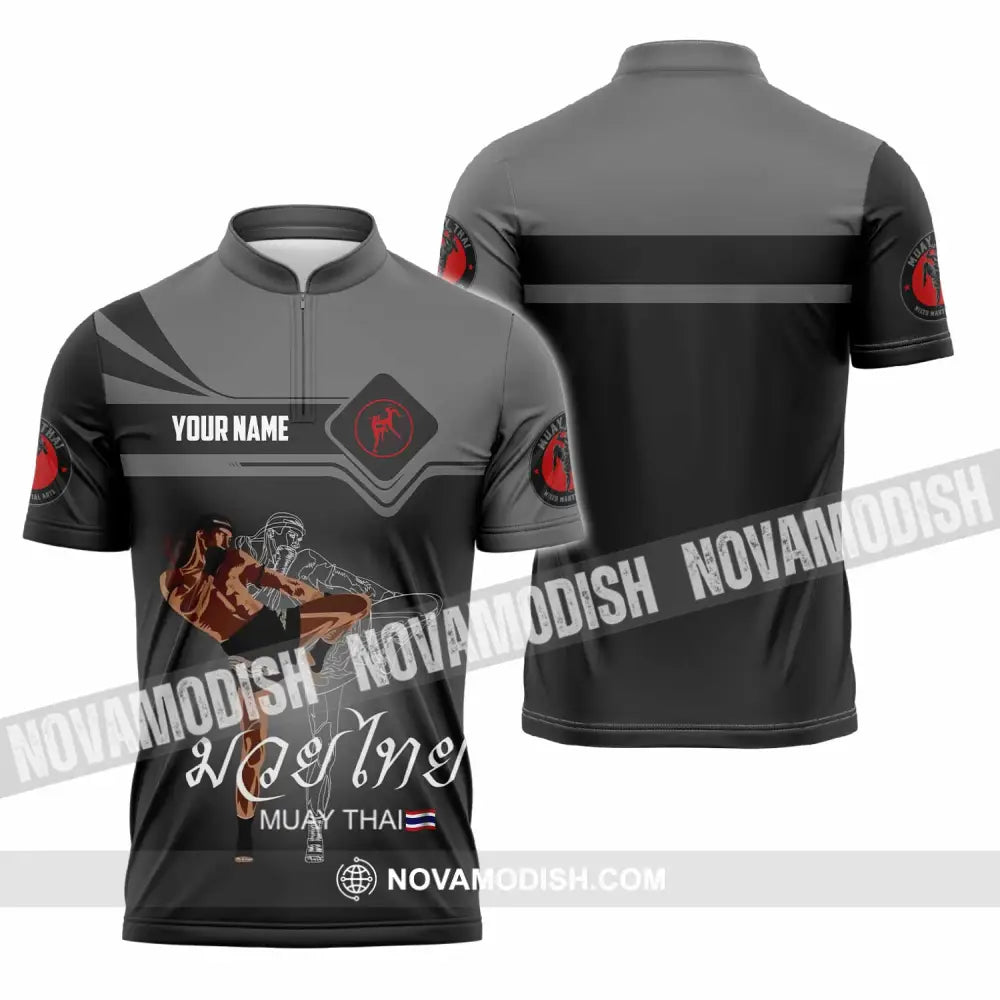 Unisex Shirt - Custom Muay Thai 3D Shirt - Zipper Polo Shirt / S - T-shirt