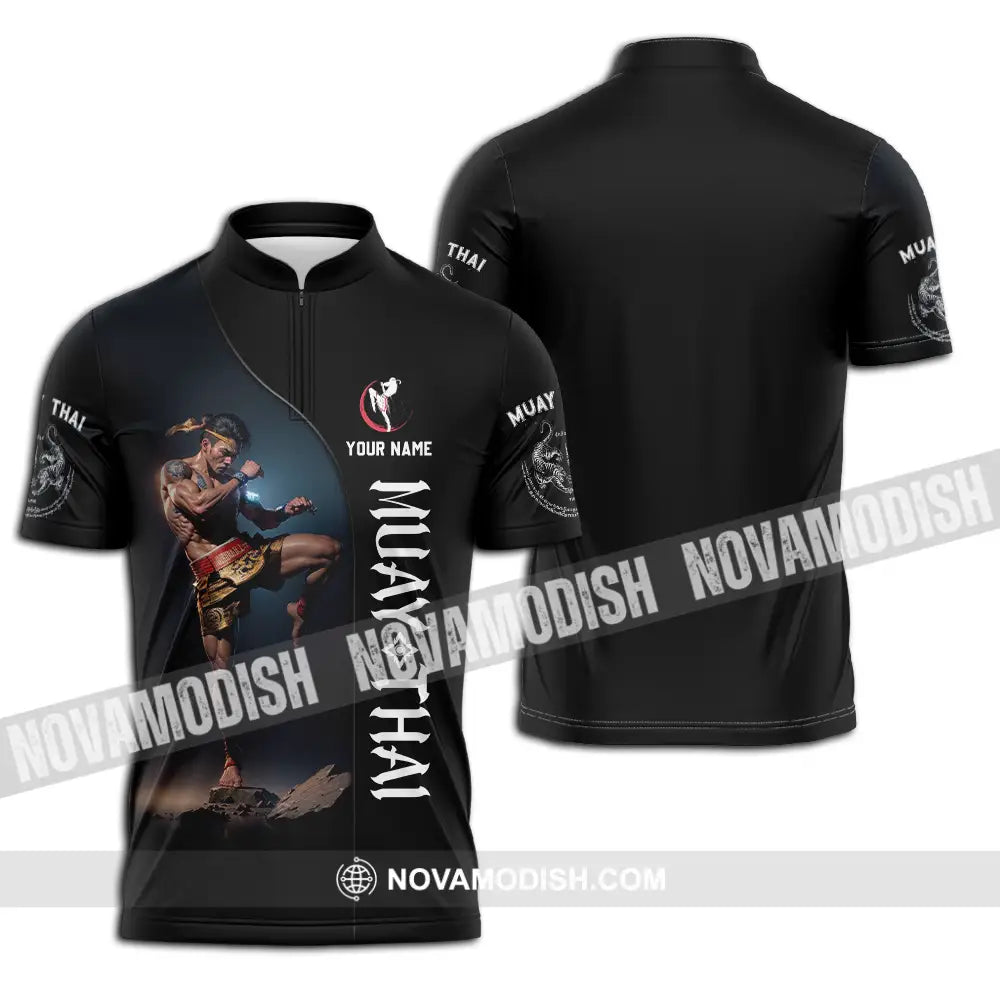 Unisex Shirt - Custom Muay Thai 3D Shirt Zipper Polo Shirt / S T-shirt