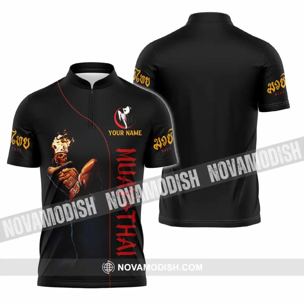 Unisex Shirt - Custom Muay Thai 3D Shirt Zipper Polo Shirt / S T-shirt