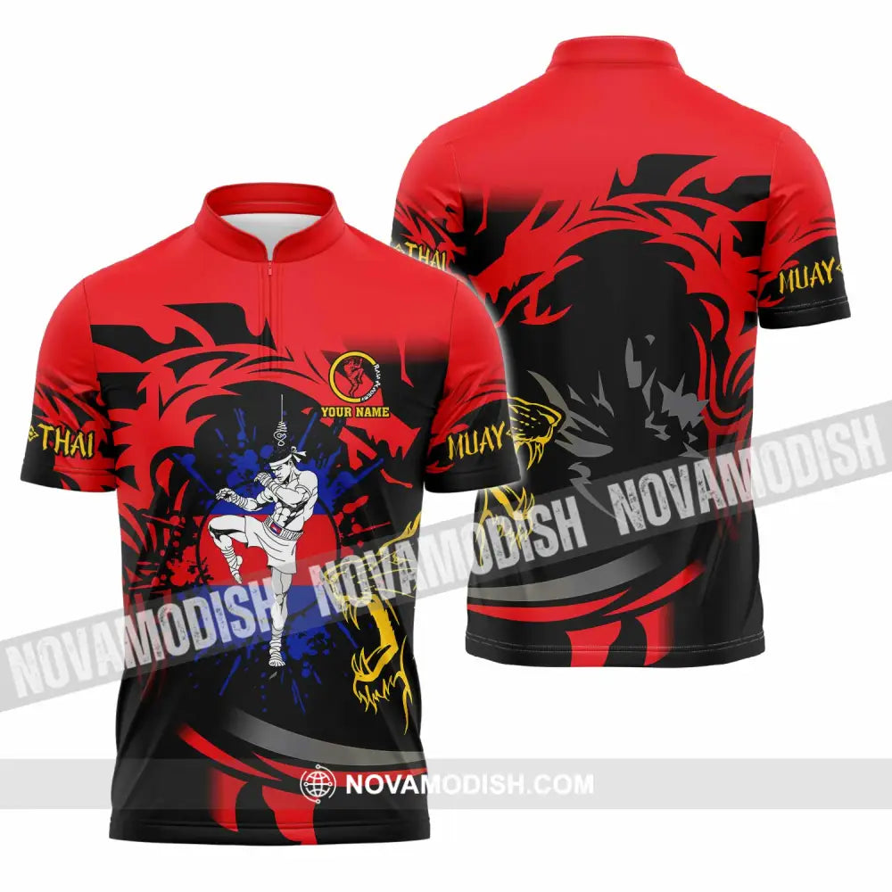 Unisex Shirt - Custom Muay Thai 3D Shirt Zipper Polo Shirt / S T-shirt