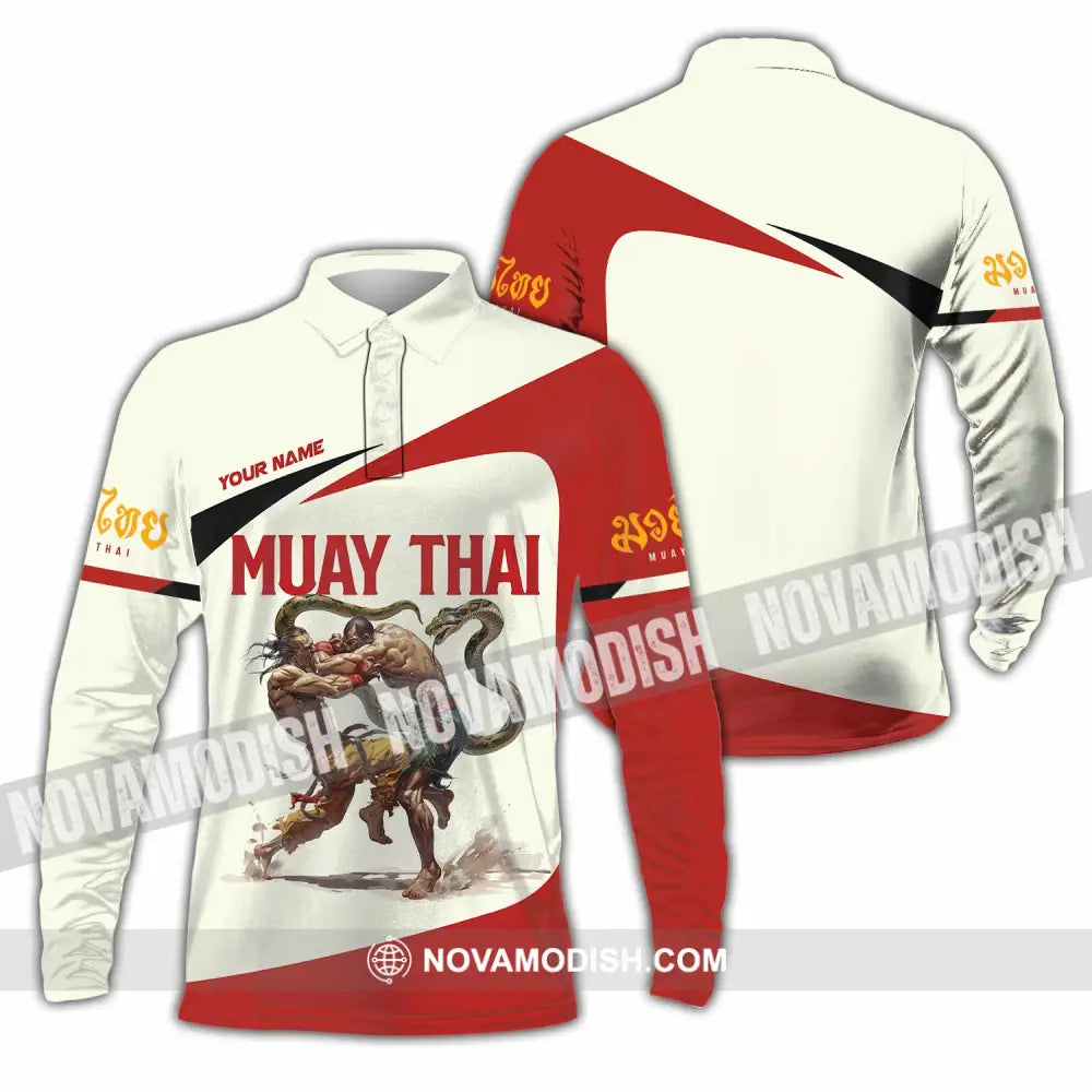 Unisex Shirt - Custom Muay Thai Shirt Long Sleeve Polo / S T-shirt