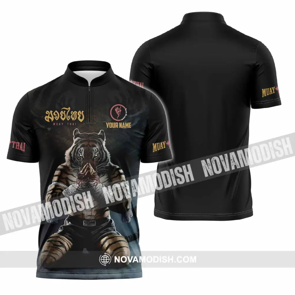 Unisex Shirt - Custom Muay Thai Lover Sport Shirt Zipper Polo Shirt / S T-shirt