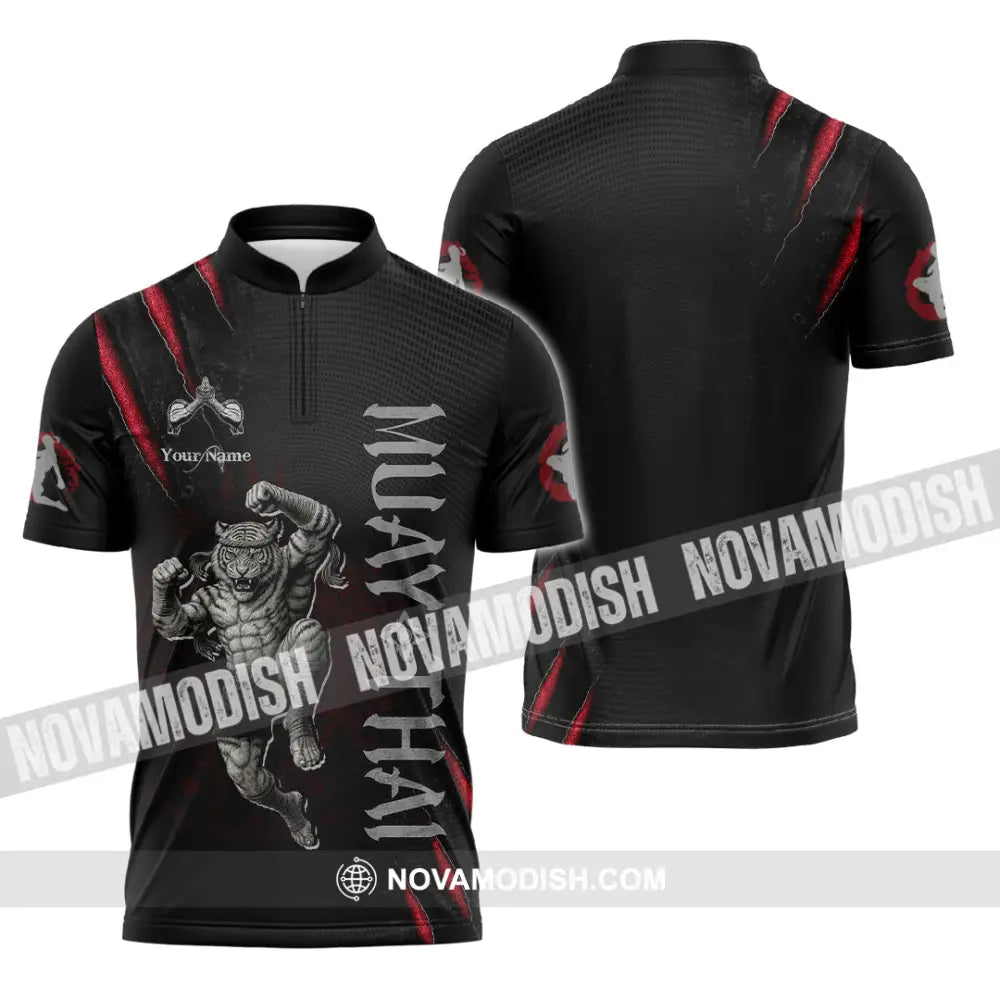 Unisex Shirt - Custom Muay Thai Shirt Zipper Polo Shirt / S T-shirt