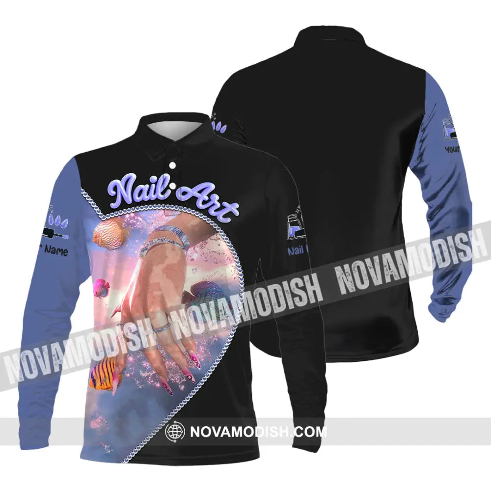 Unisex Shirt - Custom Nails Art Shirt Long Sleeve Polo / S T-shirt