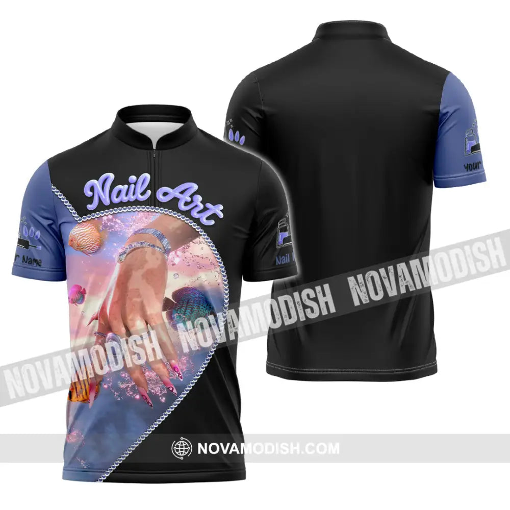 Unisex Shirt - Custom Nails Art Shirt Zipper Polo Shirt / S T-shirt