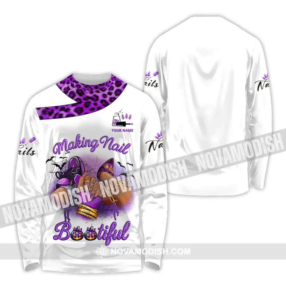 Unisex Shirt - Custom Nails Artist Halloween Shirt Long Sleeve Shirt / S T-shirt