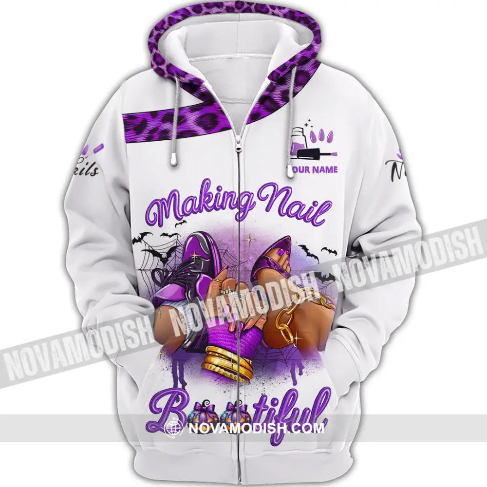 Unisex Shirt - Custom Nails Artist Halloween Shirt Zipper Hoodie / S T-shirt