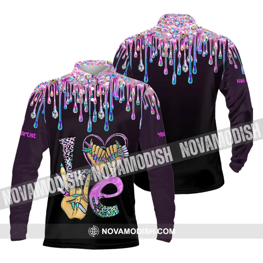 Unisex Shirt - Custom Nails Artist Shirt Long Sleeve Polo / S T-shirt