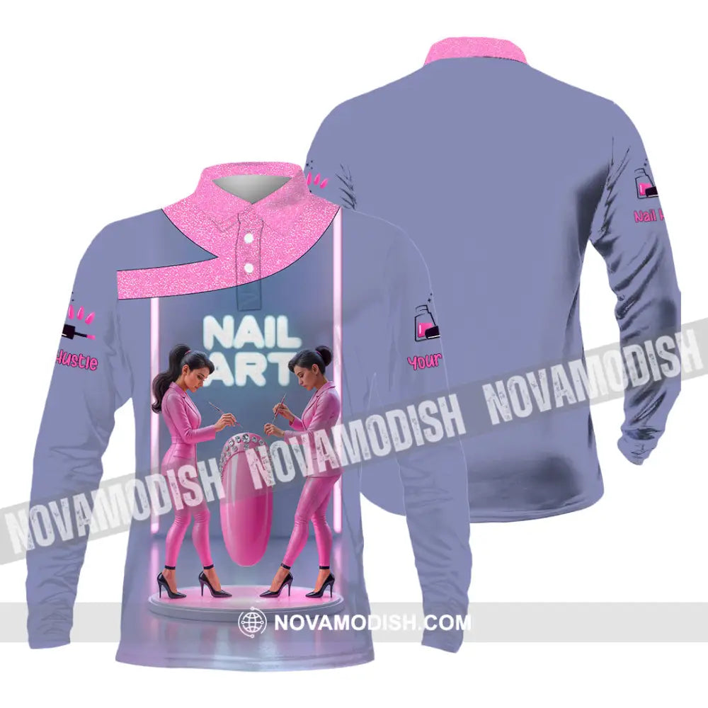 Unisex Shirt - Custom Nails Artist Shirt Long Sleeve Polo / S T-shirt