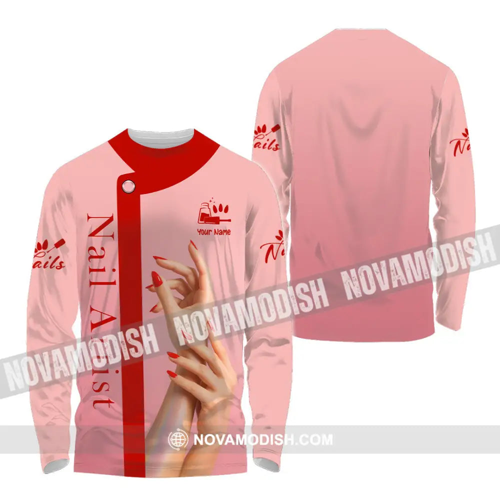 Unisex Shirt - Custom Nails Artist Shirt Long Sleeve Shirt / S T-shirt