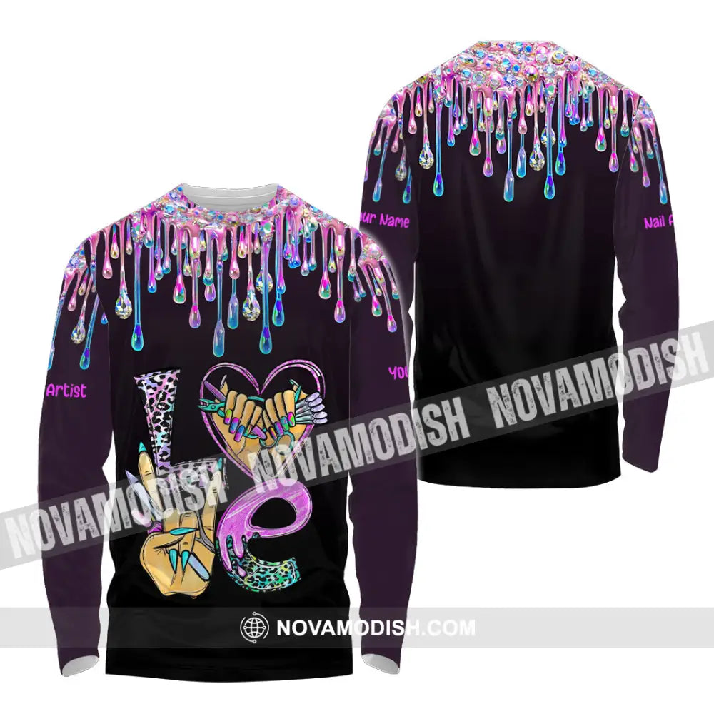 Unisex Shirt - Custom Nails Artist Shirt Long Sleeve Shirt / S T-shirt