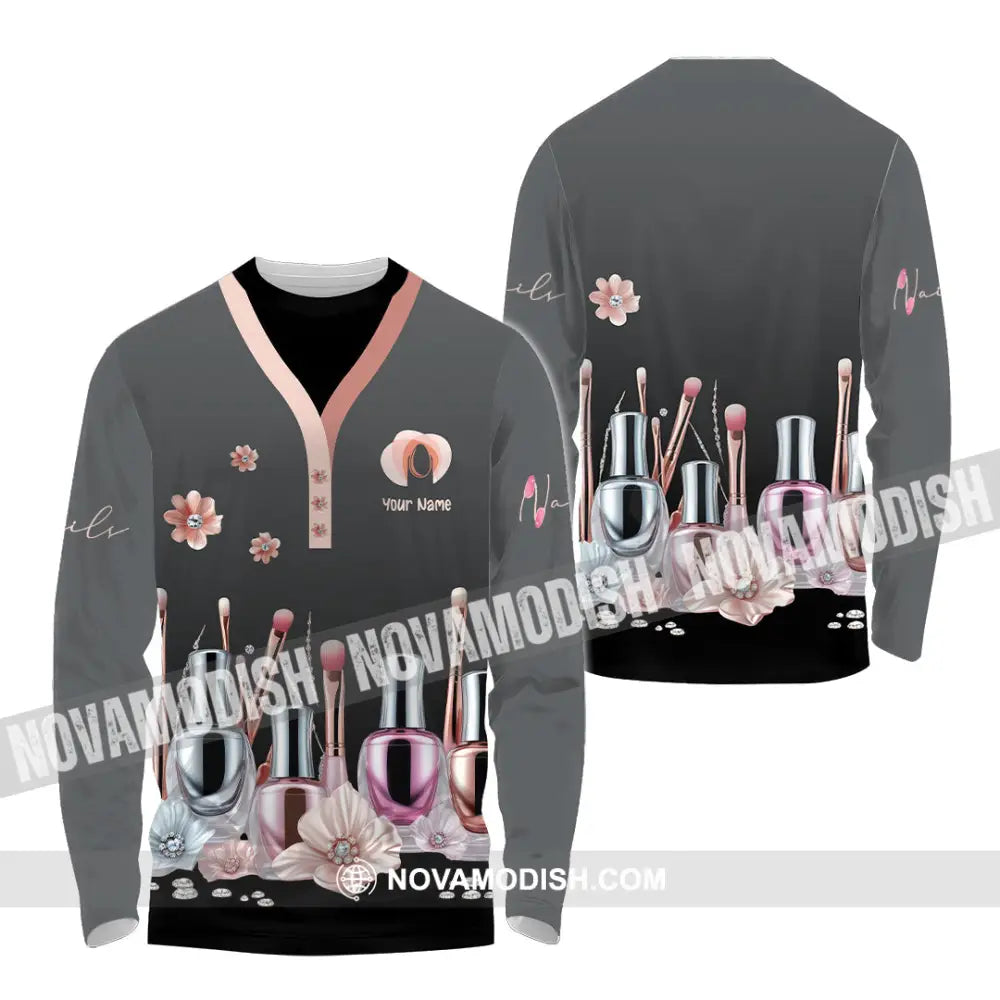 Unisex Shirt - Custom Nails Artist Shirt Long Sleeve Shirt / S T-shirt