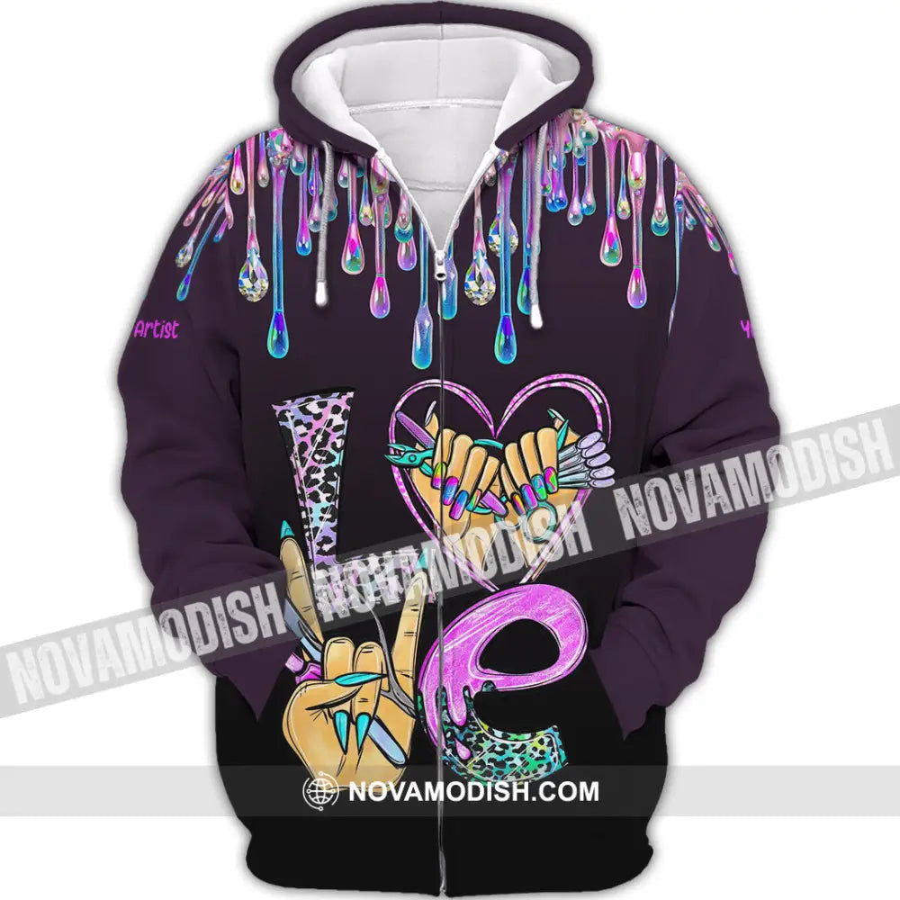Unisex Shirt - Custom Nails Artist Shirt Zipper Hoodie / S T-shirt