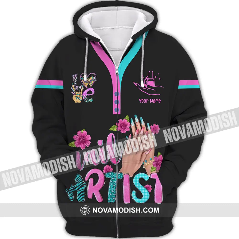 Unisex Shirt - Custom Nails Artist Shirt Zipper Hoodie / S T-shirt