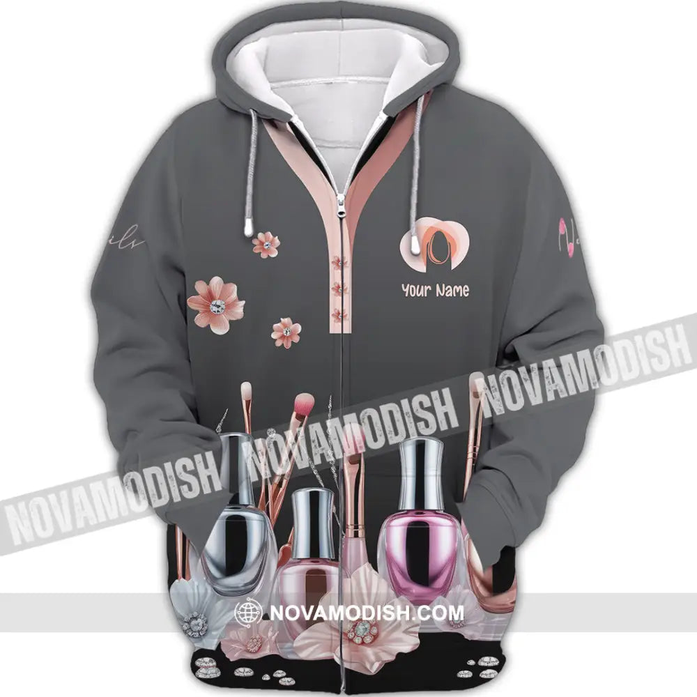 Unisex Shirt - Custom Nails Artist Shirt Zipper Hoodie / S T-shirt