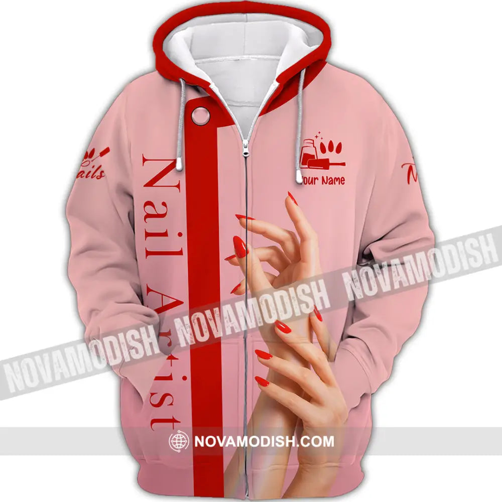 Unisex Shirt - Custom Nails Artist Shirt Zipper Hoodie / S T-shirt