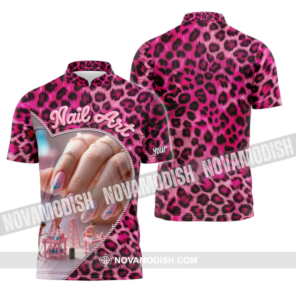 Unisex Shirt - Custom Nails Artist Shirt Zipper Polo Shirt / S T-shirt