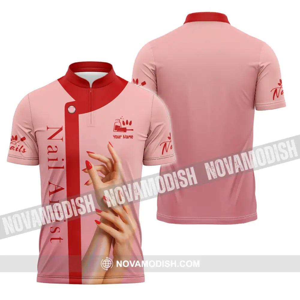Unisex Shirt - Custom Nails Artist Shirt Zipper Polo Shirt / S T-shirt