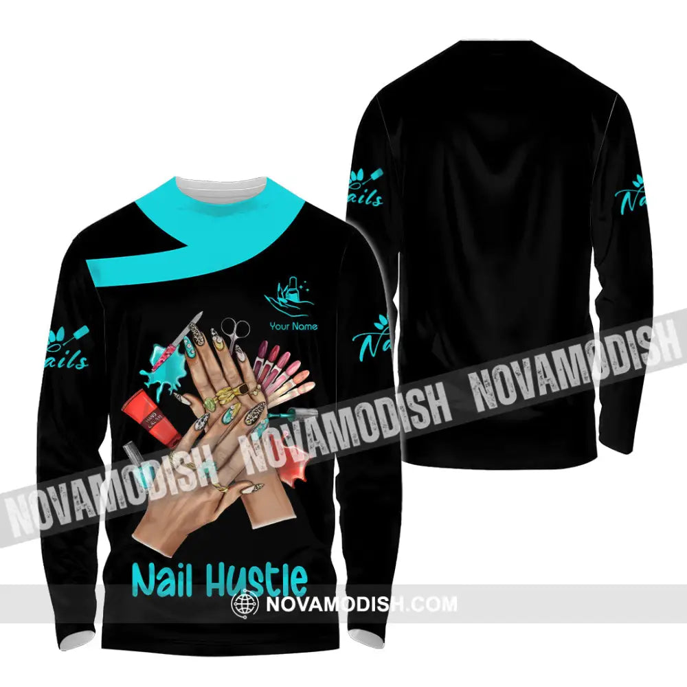 Unisex Shirt - Custom Nails Hustle Shirt Long Sleeve Shirt / S T-shirt
