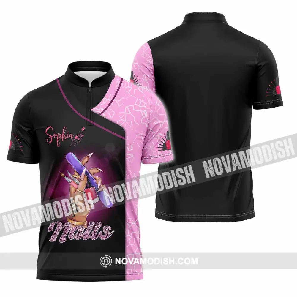 Unisex Shirt - Custom Nails Lover Shirt Zipper Polo Shirt / S T-shirt