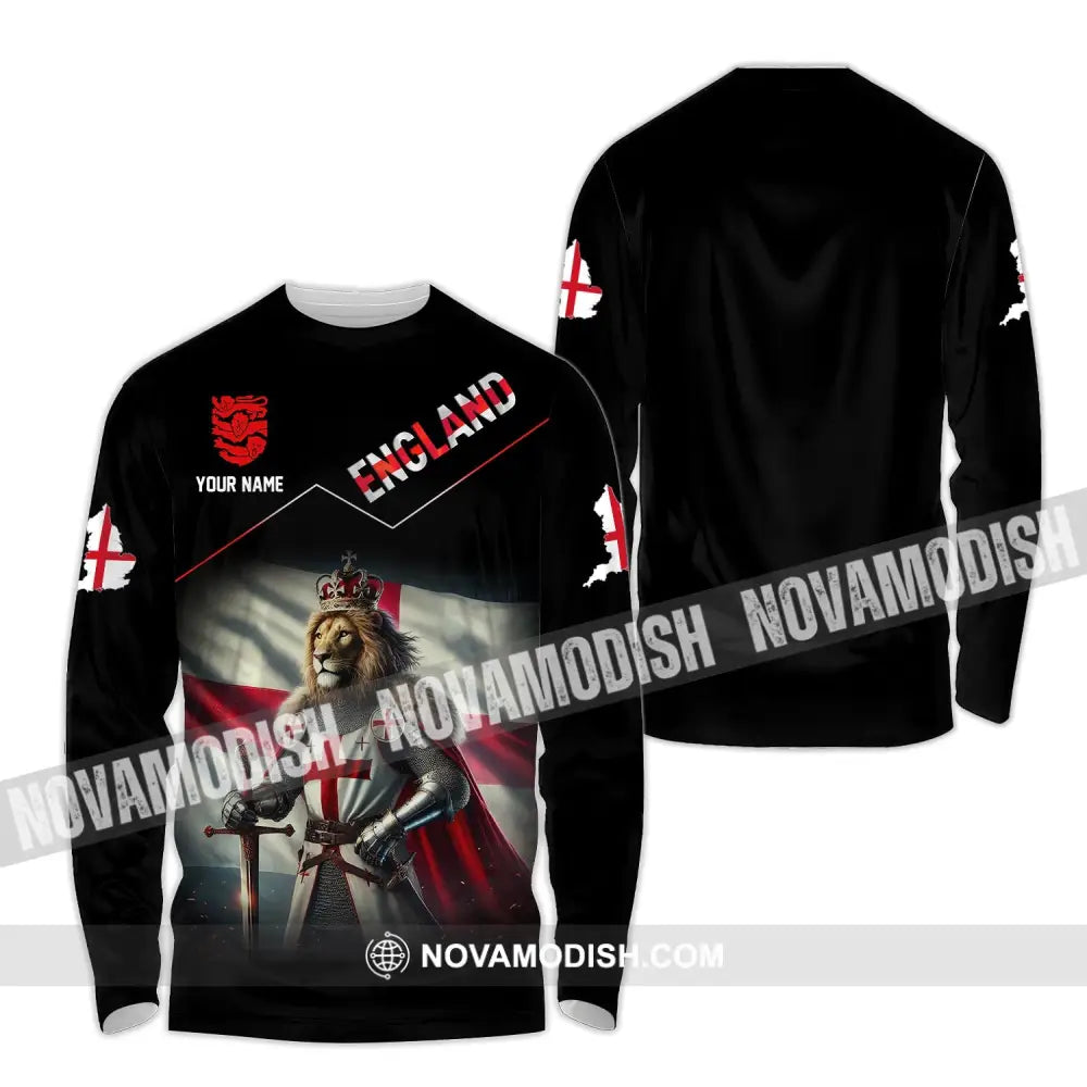 Unisex Shirt - Custom Name 2024 Euro Cup England Team Long Sleeve / S T-Shirt