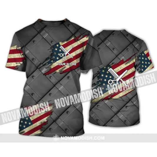 Unisex Shirt - Custom Name 3D Shirt - America Hair Designer T-Shirt / S T-shirt