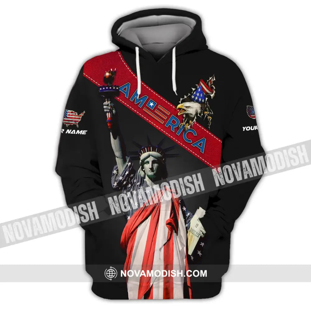 Unisex Shirt - Custom Name 3D Shirt - America Icon Liberties Hoodie / S T-shirt