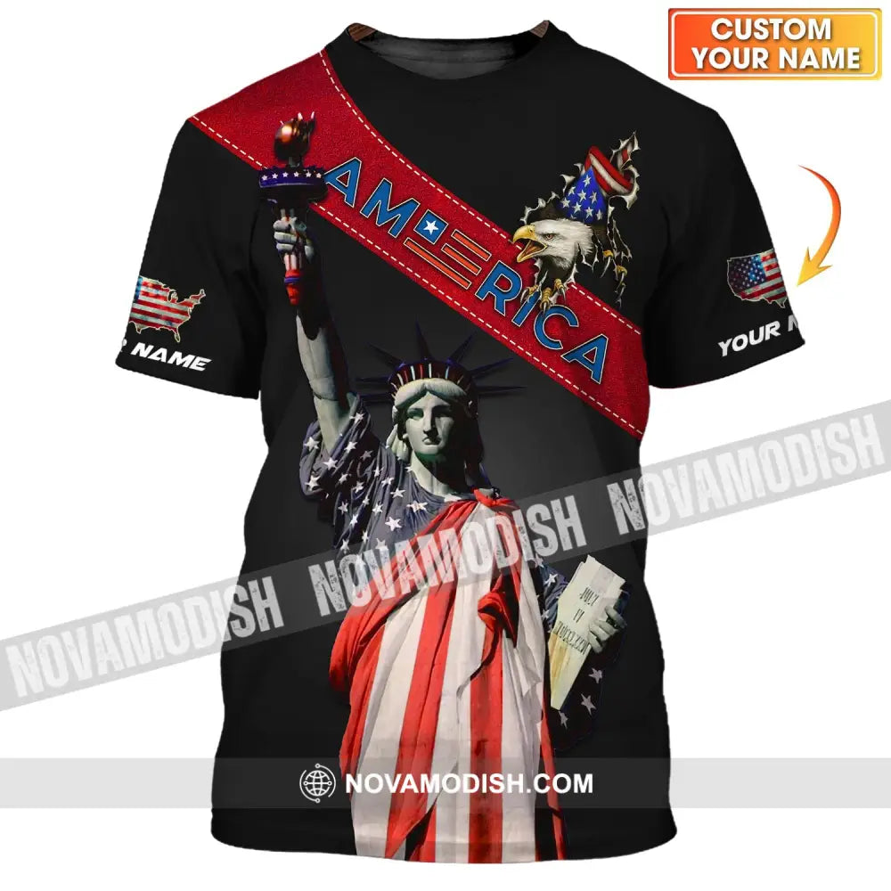 Unisex Shirt - Custom Name 3D Shirt - America Icon Liberties T-shirt