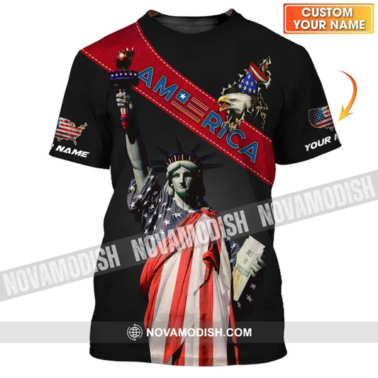 Unisex Shirt - Custom Name 3D Shirt - America Icon Liberties T-shirt