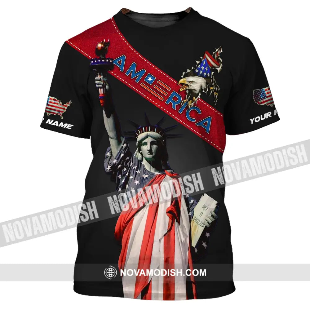 Unisex Shirt - Custom Name 3D Shirt - America Icon Liberties T-Shirt / S T-shirt