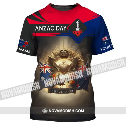 Unisex Shirt - Custom Name 3D Anzac Day Lest We Forget T-Shirt / S T-Shirt