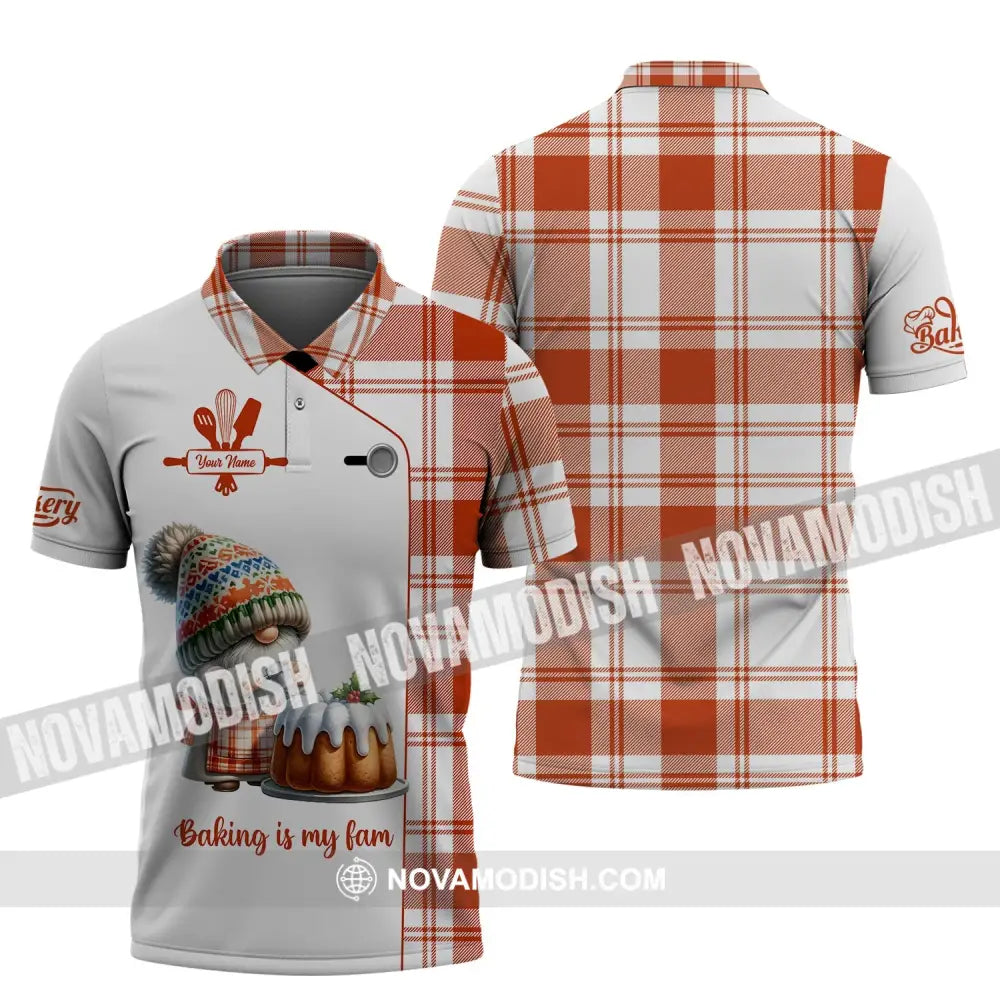 Unisex Shirt - Custom Name 3D Shirt - Baking Is My Fam Polo Shirt / S T-shirt