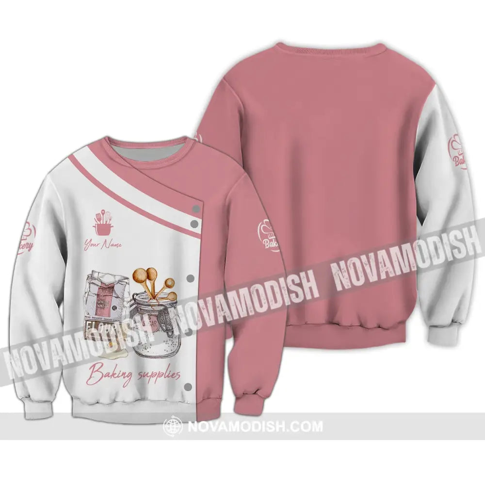Unisex Shirt - Custom Name 3D Shirt - Baking Supplies Long Sleeve / S T-shirt
