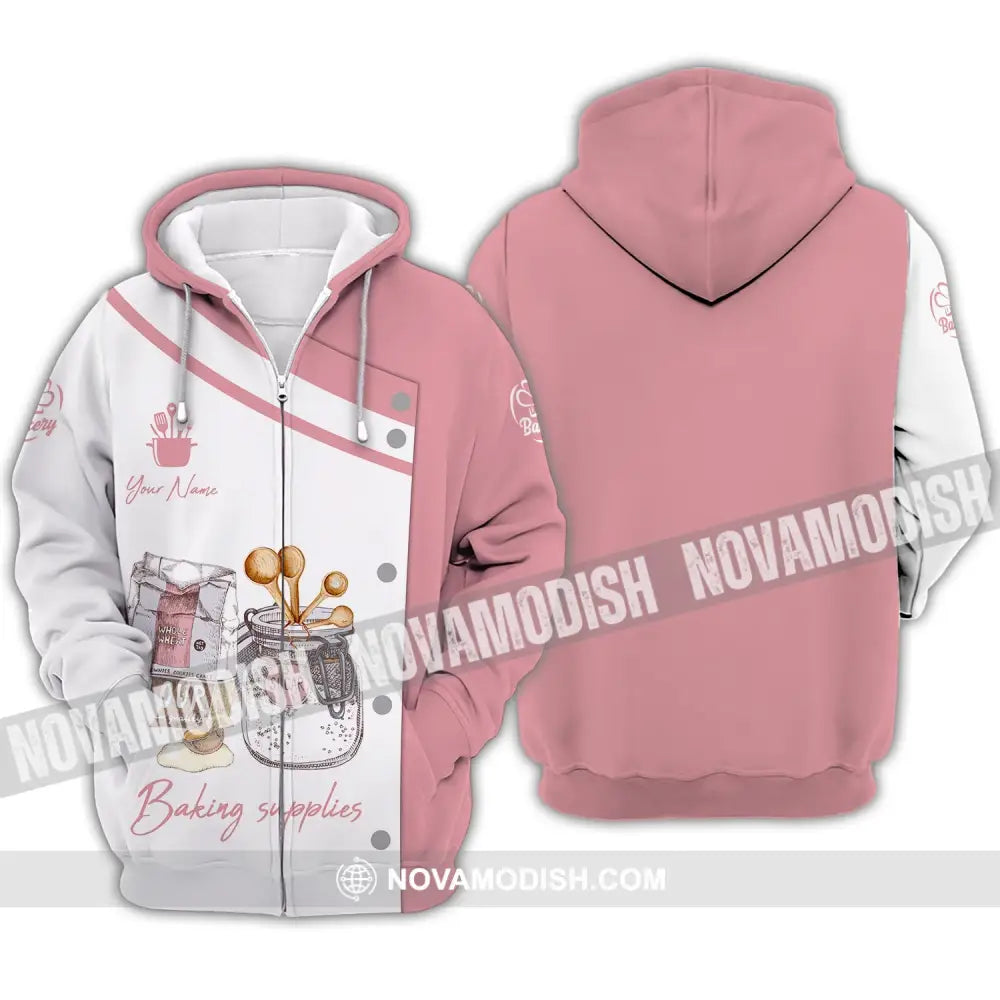 Unisex Shirt - Custom Name 3D Shirt - Baking Supplies Zipper Hoodie / S T-shirt
