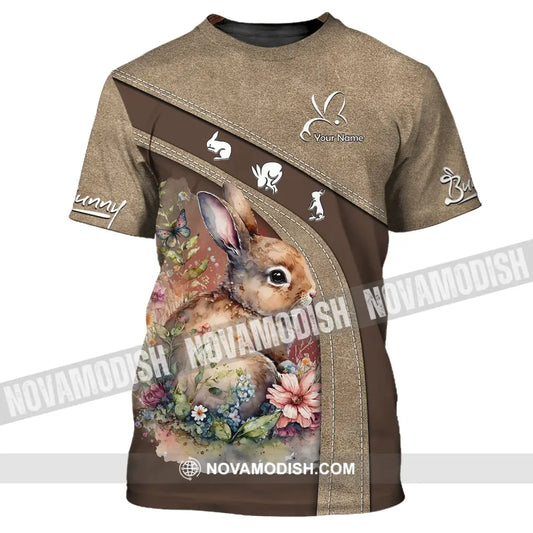 Unisex Shirt Custom Name 3D Bunny T-Shirt Rabbit Tee Easter Shirts / S