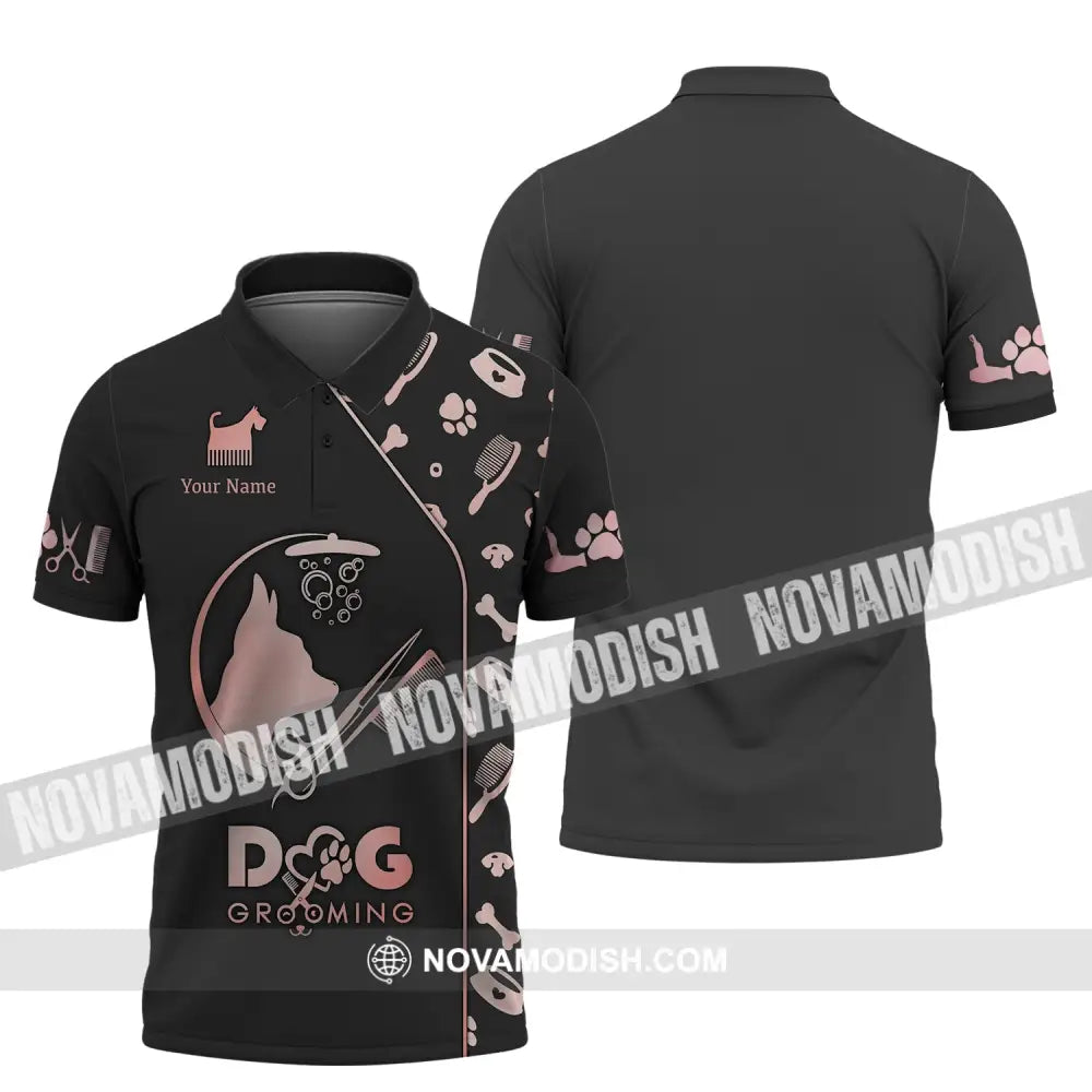 Unisex Shirt - Custom Name 3D Shirt - Dog Grooming Shirt Polo Shirt / S T-shirt