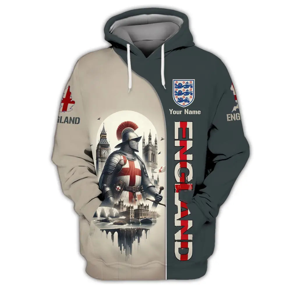 Unisex Shirt - Custom Name 3D England Chevalier Hoodie / S T-Shirt