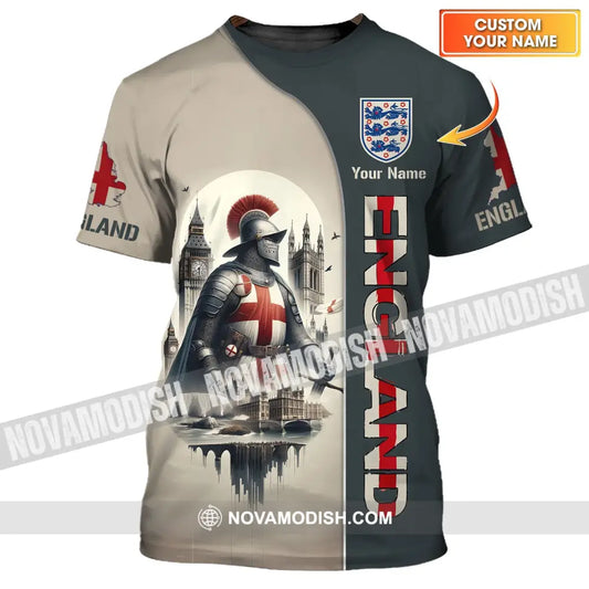 Unisex Shirt - Custom Name 3D England Chevalier T-Shirt