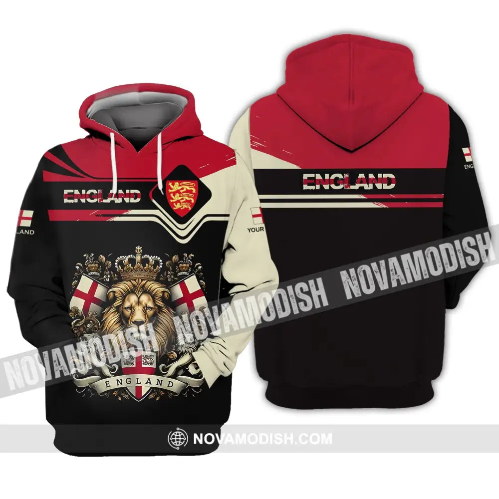 Unisex Shirt - Custom Name 3D Shirt - England Lion Queen Shirt Hoodie / S T-shirt