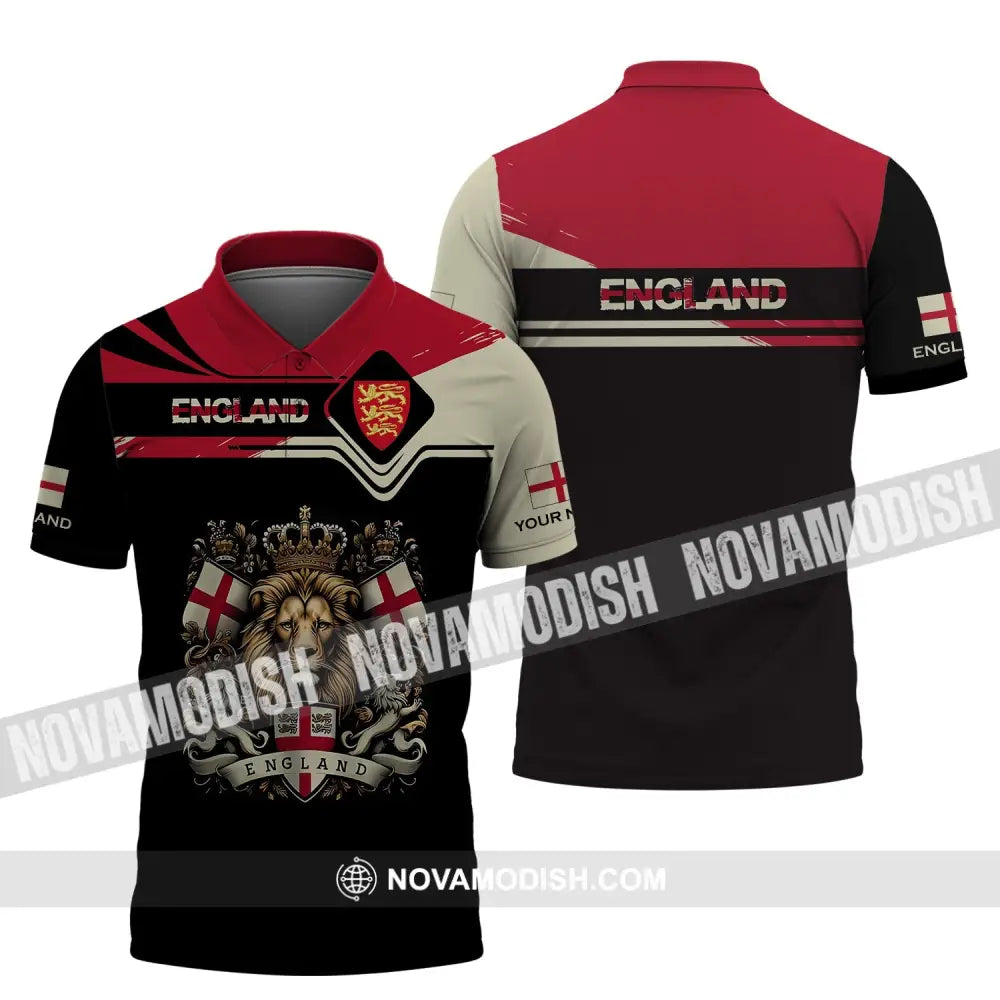 Unisex Shirt - Custom Name 3D Shirt - England Lion Queen Shirt Polo Shirt / S T-shirt