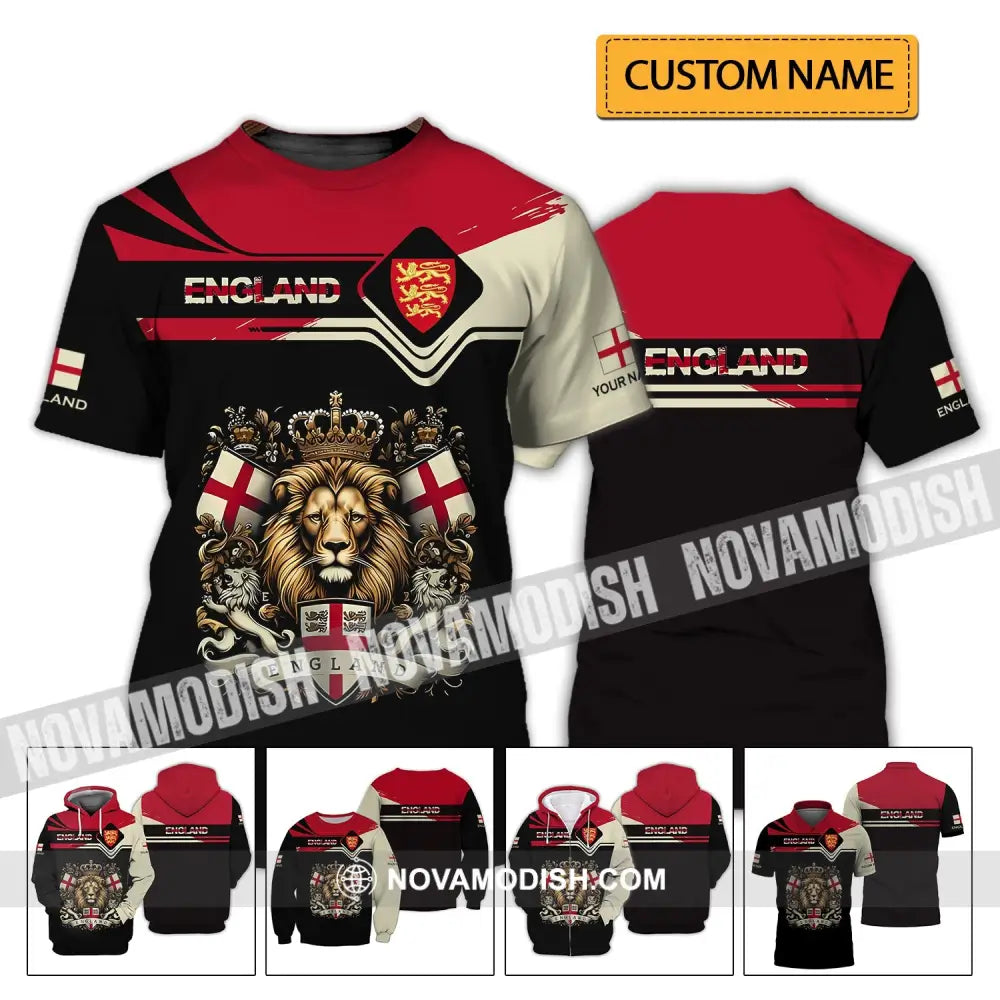 Unisex Shirt - Custom Name 3D Shirt - England Lion Queen Shirt T-shirt