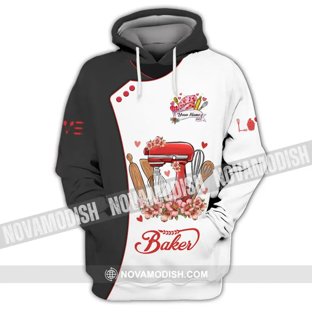 Unisex Shirt - Custom Name 3D Shirt For Baker Flowers Bloom Hoodie / S T-shirt