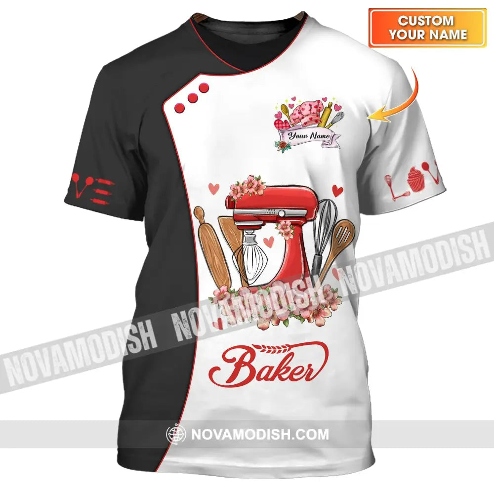 Unisex Shirt - Custom Name 3D Shirt For Baker Flowers Bloom T-shirt