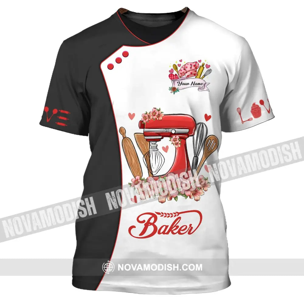 Unisex Shirt - Custom Name 3D Shirt For Baker Flowers Bloom T-Shirt / S T-shirt