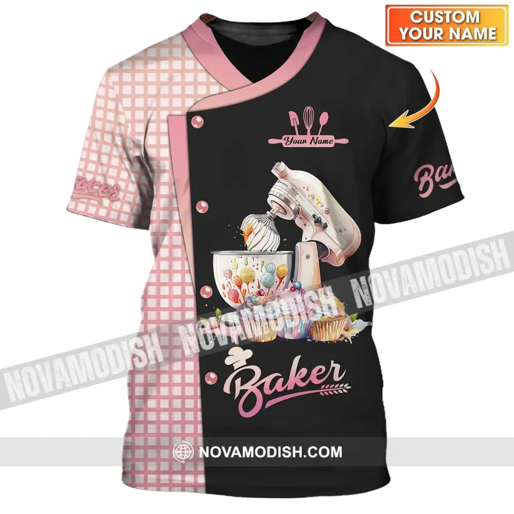 Unisex Shirt - Custom Name 3D Shirt For Baker Making Cake Cup Cake T-shirt