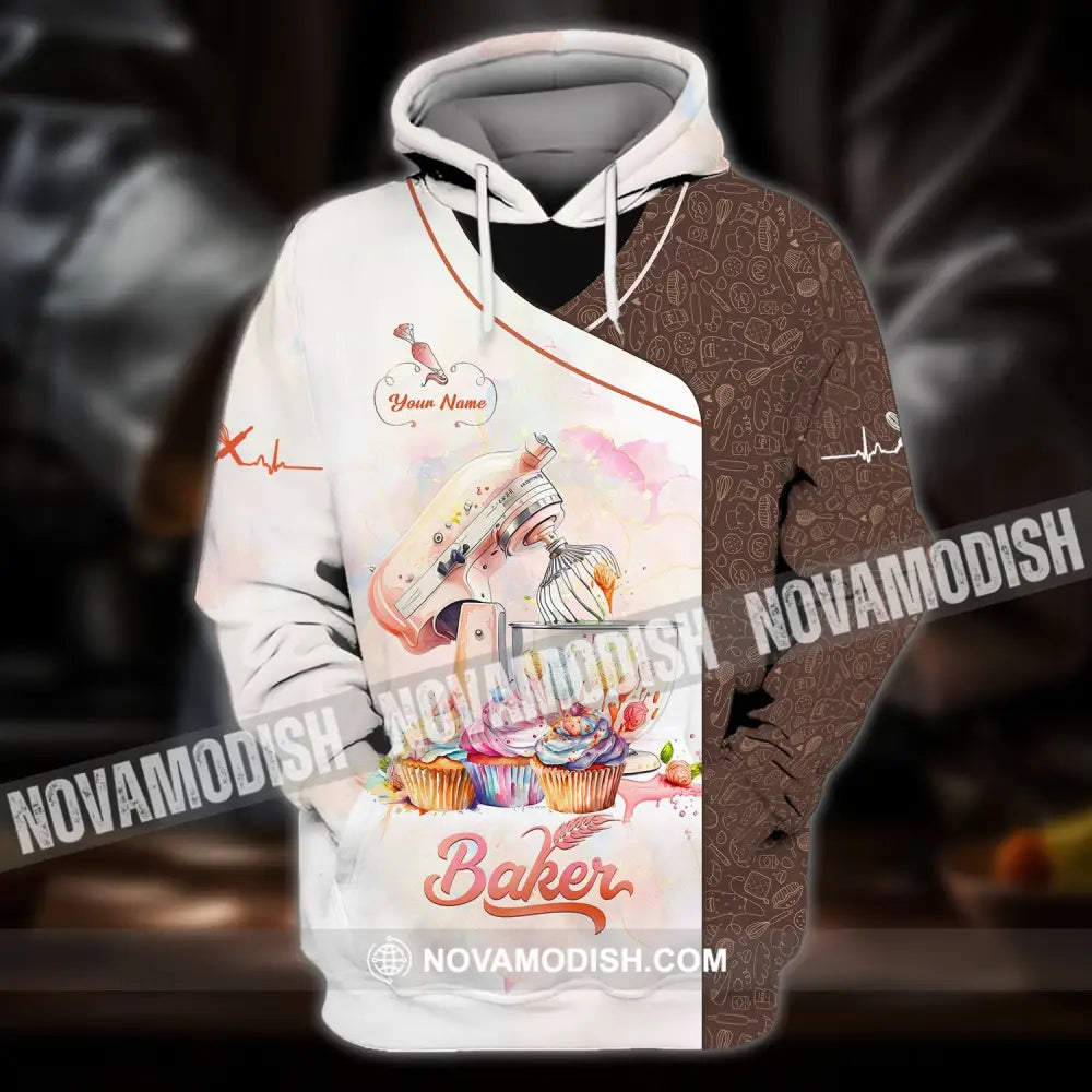 Unisex Shirt - Custom Name 3D Shirt For Baker Making Cake Hoodie / S T-shirt