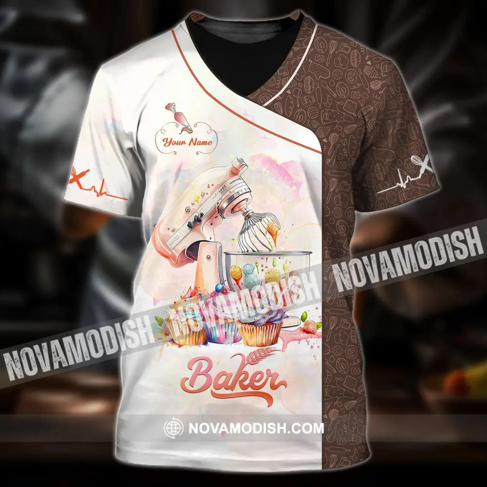 Unisex Shirt - Custom Name 3D Shirt For Baker Making Cake T-Shirt / S T-shirt