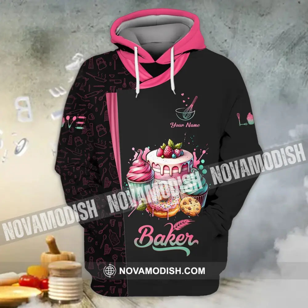 Unisex Shirt - Custom Name 3D Shirt For Baker Making Cream Cake Hoodie / S T-shirt